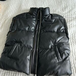 Trendy faux leather puffer vest